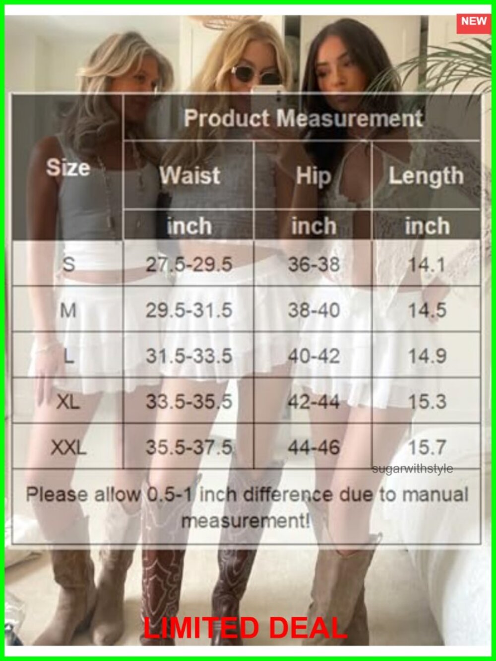 Layered Mesh Mini Skort Ruffle Hem Built-in Shorts High Rise - Picture 5 of 6